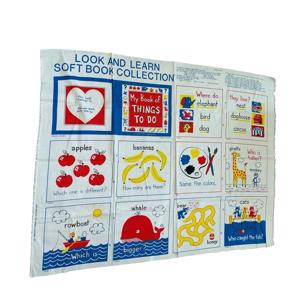Vintage Look & Learn Soft Book Collection Fabric Panel My Book of Things to Do